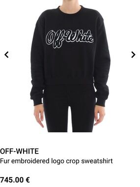 Off-White Black Cropped Logo Sweatshirt with White Script